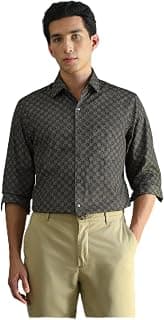 Arrow Men Slim fit Cotton Printed Long Sleeves Semi-Cutaway Collar Shirt
