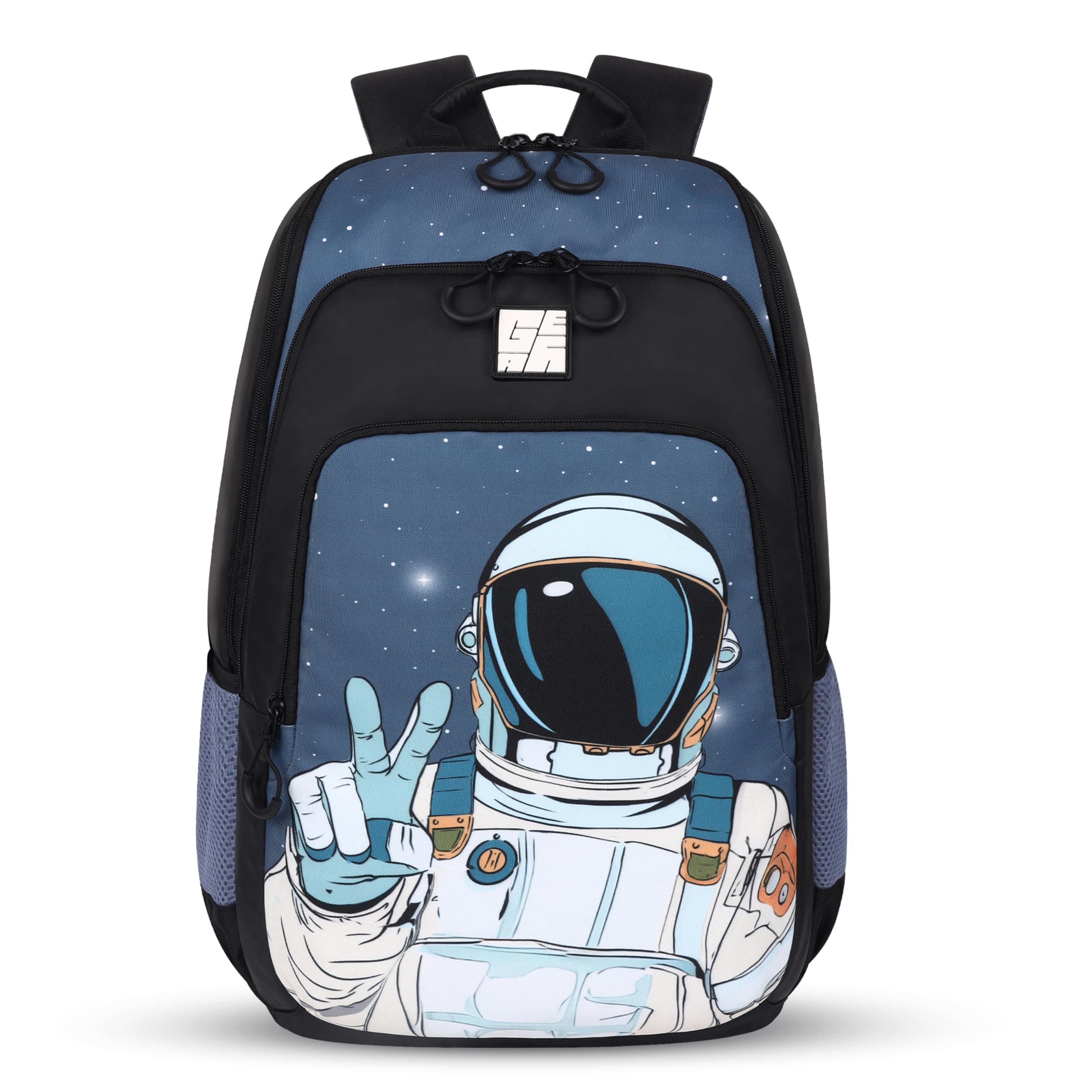 Gear Astronomer 15"/18L Small Water Resistant School Bag/Casual Backpack/Daypack/Travel Backpack/Kids Bag for Boys/Girls (Black-Grey)