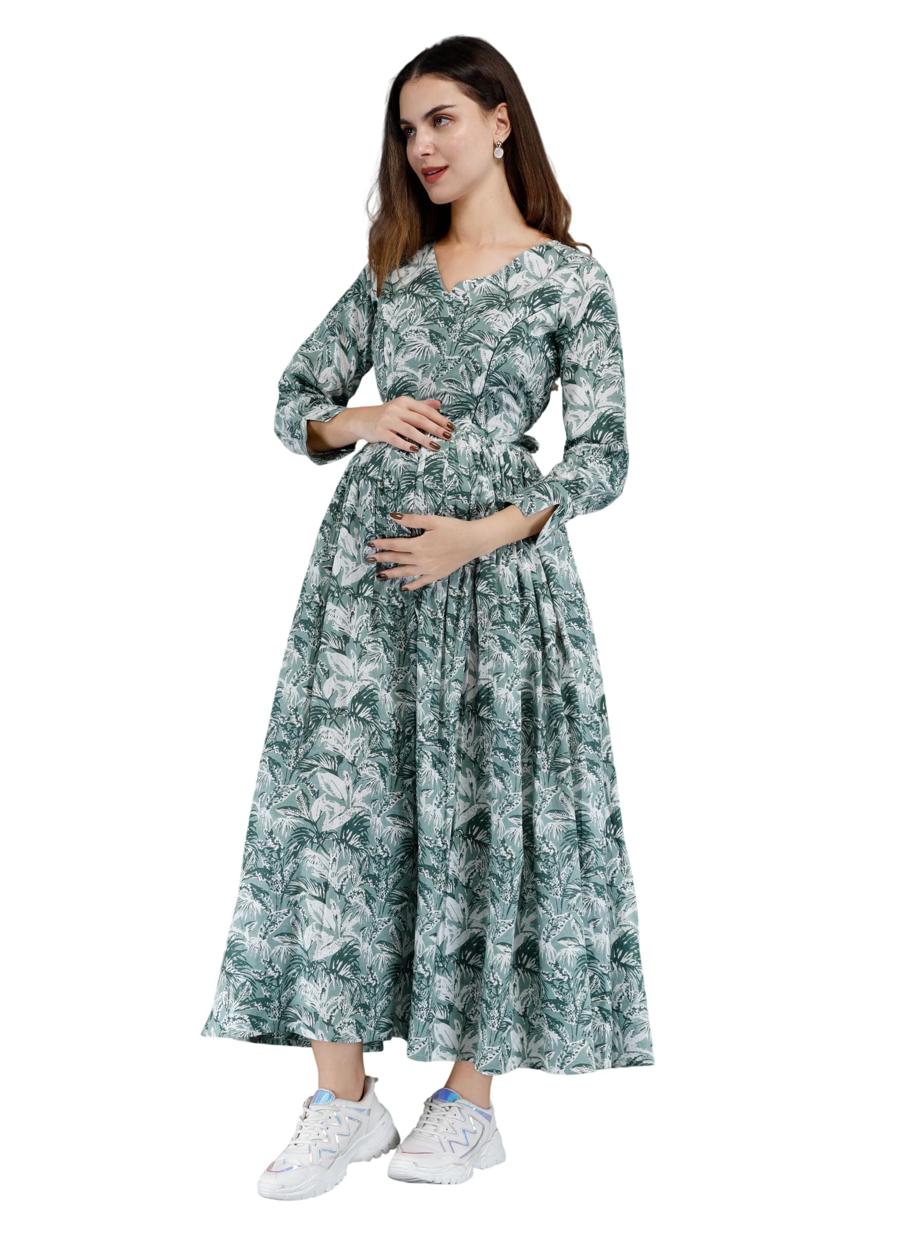 Dhruvi Women's Rayon Anarkali Maternity Dress & Feeding Kurti with Zippers
