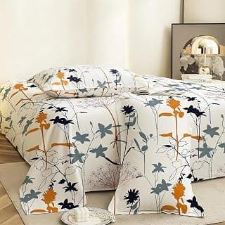 Story@Home Bedsheet for Double Size Bed | 186 TC | White | Printed | 1 Piece Cotton bedsheet for Double Size Bed with 2 Pillow Covers (225 x 250 cm) Perfect for Home Decor & Gifting | Cotton bedsheet