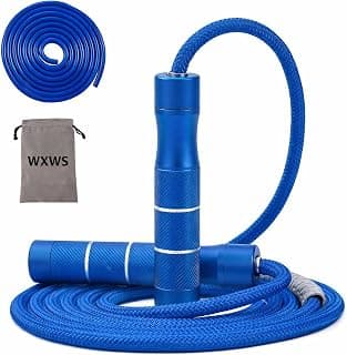 Weighted Jump Rope - Heavy Jump Ropes with Adjustable Extra Thick Cable, Aluminum Handles, High-Speed Ball Bearings, Premium Skipping Rope for Workouts Crossfit Home Fitness MMA (Blue)