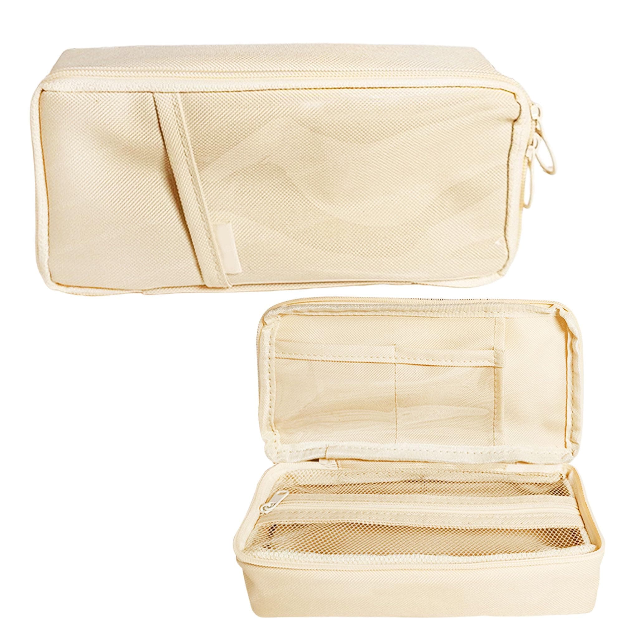 FunBlast Pencil Pouch - Multipurpose Zipper Pencil case for Kids & Adults, Stationary Organizer case, Makeup Pouch, Cosmetic Pouch, Toiletry Bag, Stationary Organizer Bag (Beige)