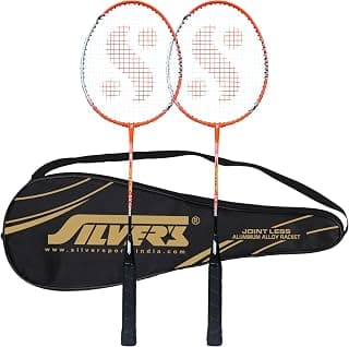 Silver's Jointless Aluminium Alloy Composite Storm Badminton Kit (2 Racquets with Full Cover)(Red/Silver)