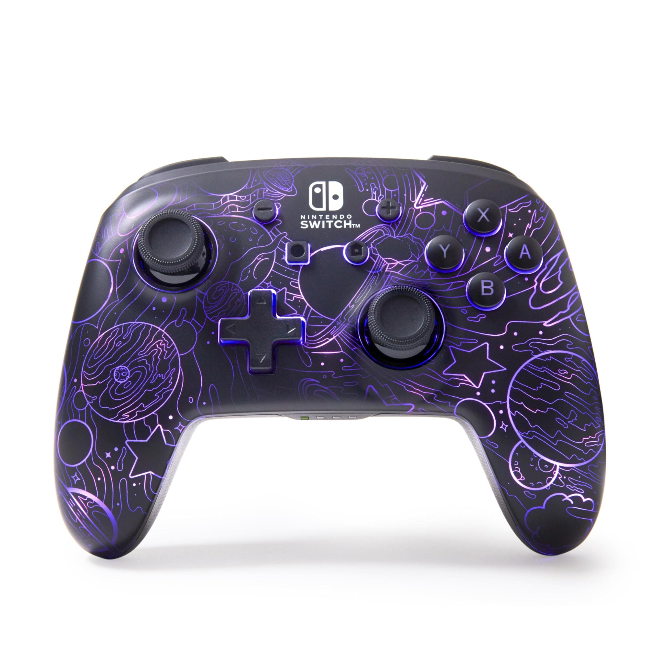 PowerA Enhanced Wireless Controller with Lumectra for Nintendo Switch-Switch 2-Switch Lite-OLED Model with Multi-Zone RGB Lighting, Motion Controls, Galactic Vortex-Officially Licensed