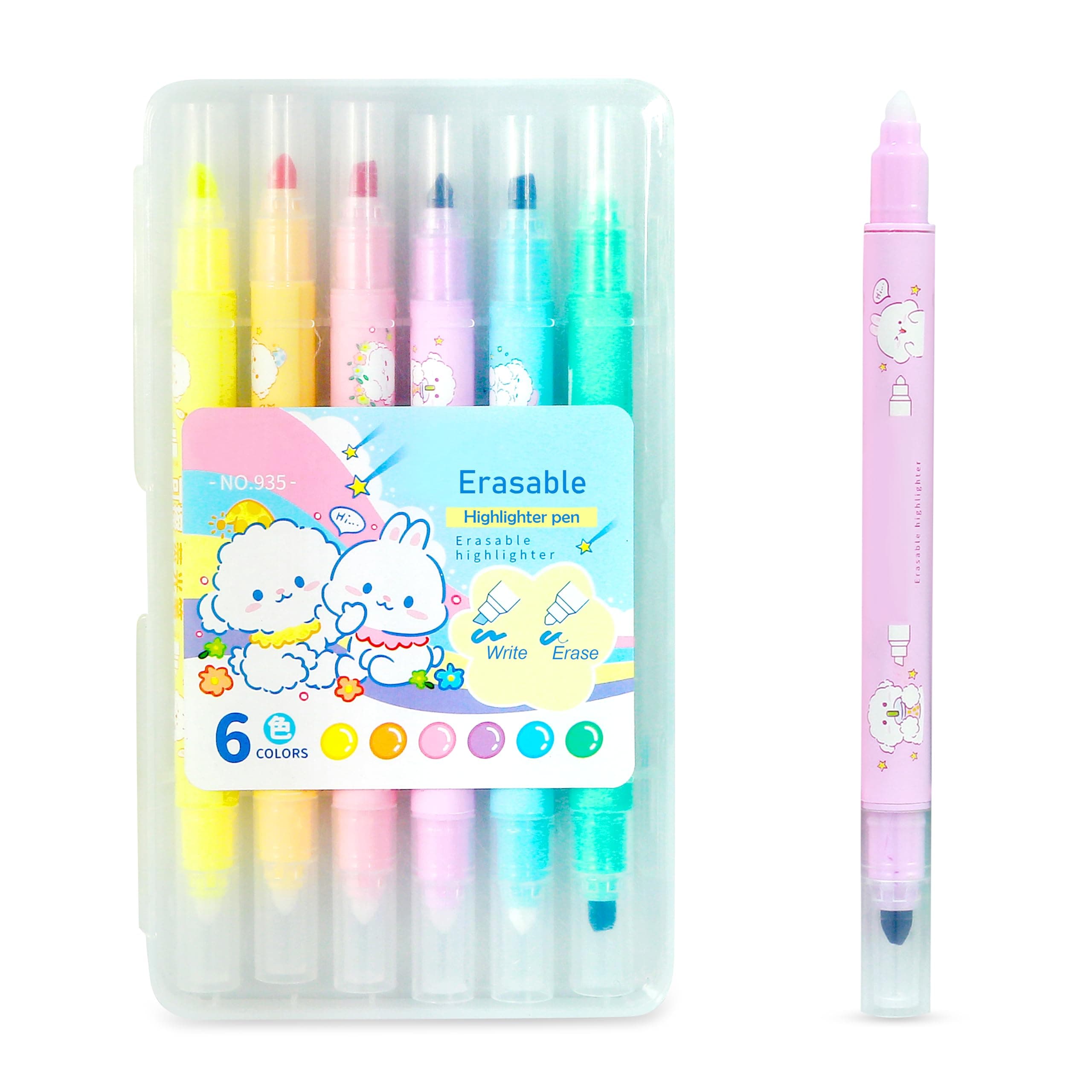 GLUN ® Erasable Marker, Self-Outline Neon Colour Markers, 6 Shades Bullet Journal Pens for Card Making, Scrapbooking, Drawing, and DIY Art Crafts for Kids, Assorted
