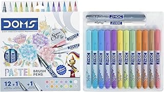 Doms Pastel Brush Pens (14 Shades | 12 + 1 + 1) (Pack of 1), Multicolor