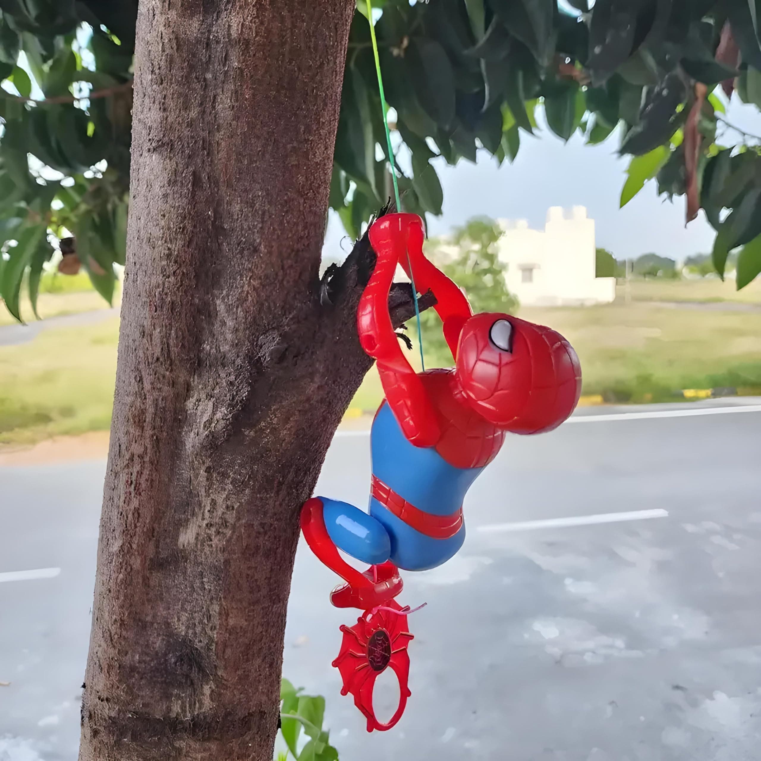 Toybot Rope Climbing Action Figure, Interactive Pull String Toy, Non-Electric, Red and Blue