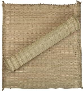 MAMAJI Korai Grass Pooja Mat for Sitting Kusha Grass Handmade Aasan for Puja Asan Mandir Meditation 24 X 24 Inch Natural Foldable Pooja Sitting Chatai Rectangular Floor Mat Aasan (Pack of 2)