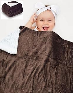 BRANDONN New Born Baby Blanket All Season Fluffy 2 Layered AC Wrapping Sheet Coral and Sherpa Blanket for Baby Boys and Baby Girls L 100 cm x B 75 cm, (0-12 Months)