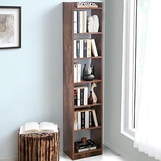 ABOUT SPACE Book Shelf for Home - 6 Tier Cube Book Shelves, Engineered Wood Book Rack for Study Room, Book Organizer Stand for Library, Bedroom, Living Room, Office (L 33 x B 24 x H 180cm -Walnut)