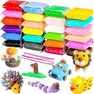 VGRASSP 24 Pcs Air Dry Clay for Kids with 6 Sculpting Tools - Creative Art & Crafts Play Dough Birthday Return Gift for Boys and Girls (12 Colors X 2)