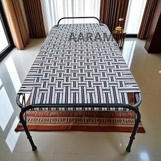 NATTNAK Folding Bed 36x72 Inch – Premium Iron Frame with Durable Nylon Strips | Portable Single Bed | Space-Saving, Heavy-Duty, for Home & Travel Use
