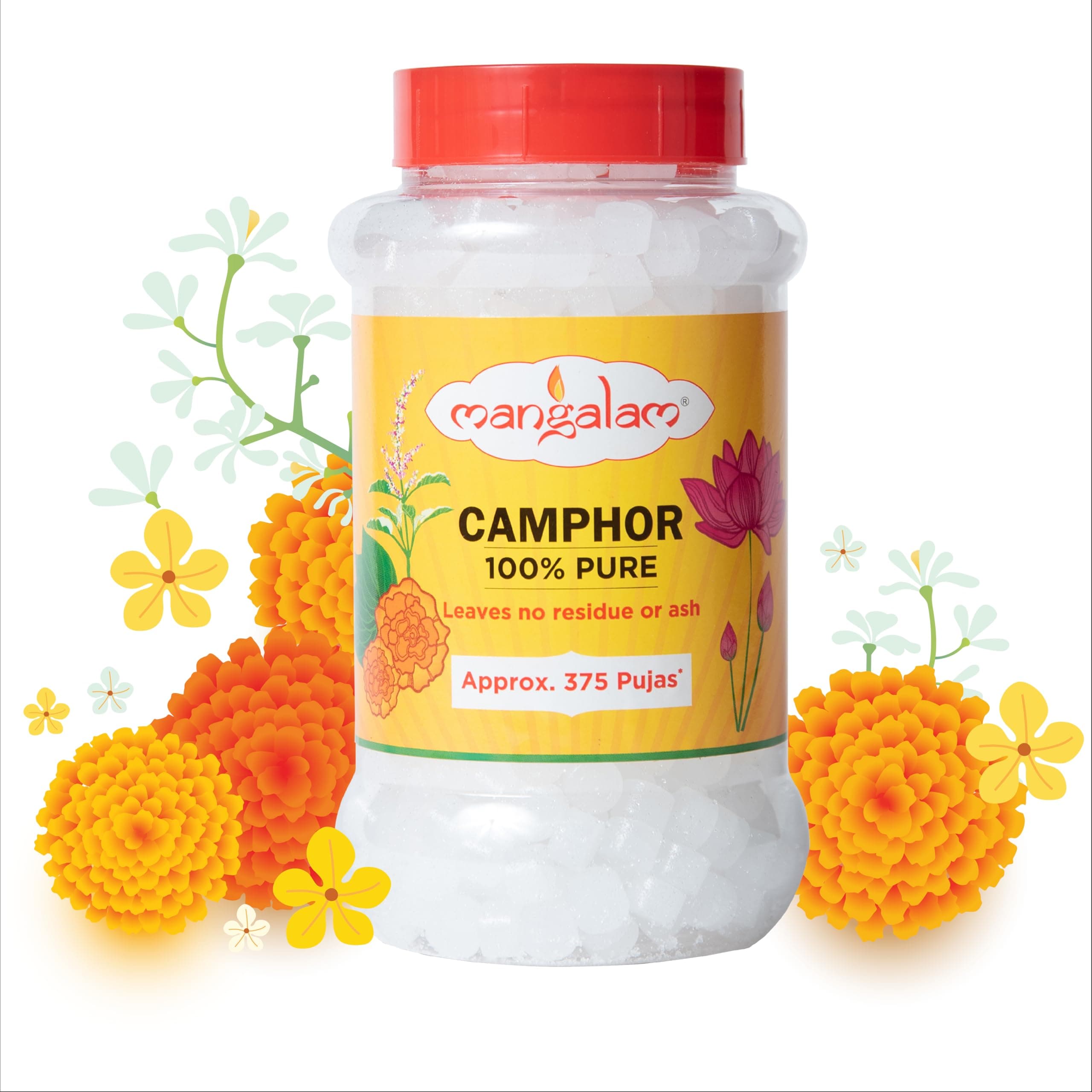 MANGALAM Camphor Tablet 250g Jar - Pack of 2 | 100% Pure | For Puja, Festivals & Other Religious Ritual | No Dangerous Chemicals | Leaves No Residue Or Ash
