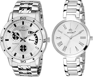 ADAMO Designer Analog Couple Combo Wrist Watch 109-2480SM01