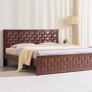 Home Centre Helios Lisbon Queen Bed |Solid Wood Queen Bed| (Brown) |1 Year Warranty