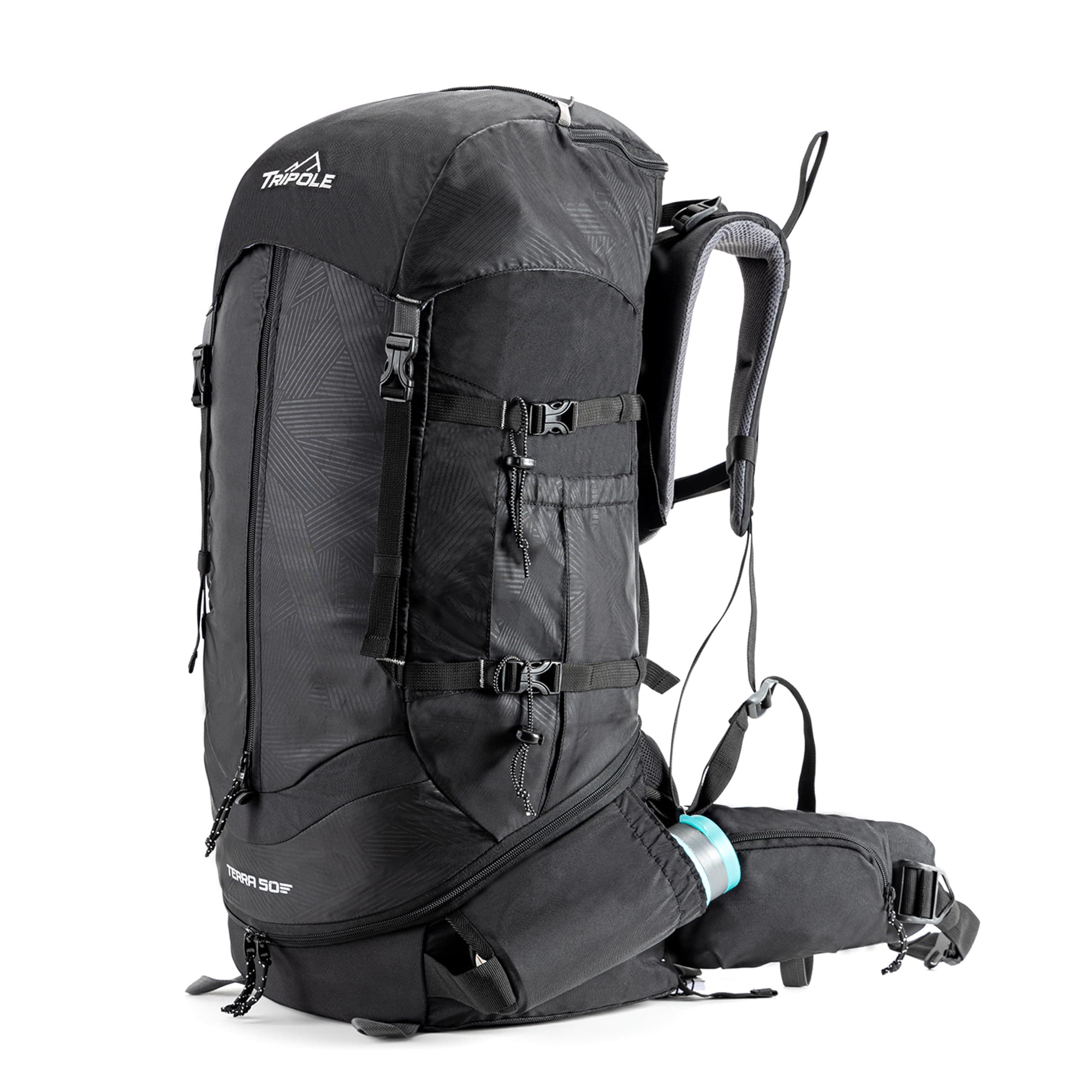 TRIPOLE Terra Backpacking and Trekking Rucksack with Front Opening, Rain Cover and Metal Frame | 3 Year Warranty