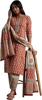 Libas Printed Cotton Straight Kurta With Salwar and Dupatta