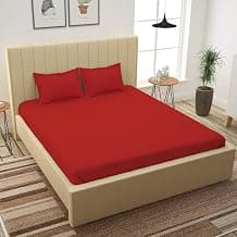 Story@Home Forever Series 100% Cotton 240 TC King Size Bedsheet with 2 Pillow Covers | Super Soft Solid Design, Luxury Comfort for Bedroom (Ruby Red, 270 x 250 cm)