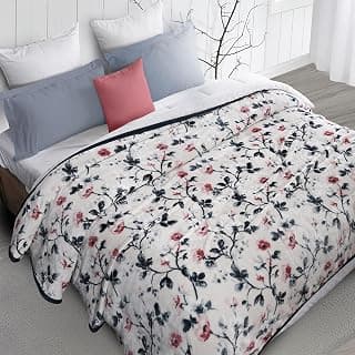 MYTRIDENT Home Essential Flannel Printed Blanket for Winter Double Size (220 cm x 240 cm), 290 GSM, Dahlia
