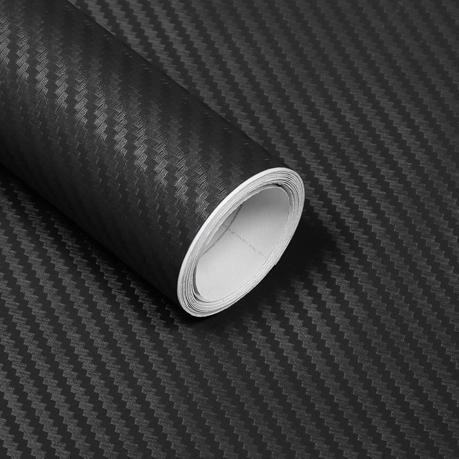 LIVECOOL 3D White Carbon Fiber Vinyl Wrap, Car Wrap Film Roll with Air-Release for DIY Use, Car Auto Decal Exterior and Interior Wrapping Film, Vehicle Self Adhesive Sticker (1 Ft x 2 Ft, 3D White)
