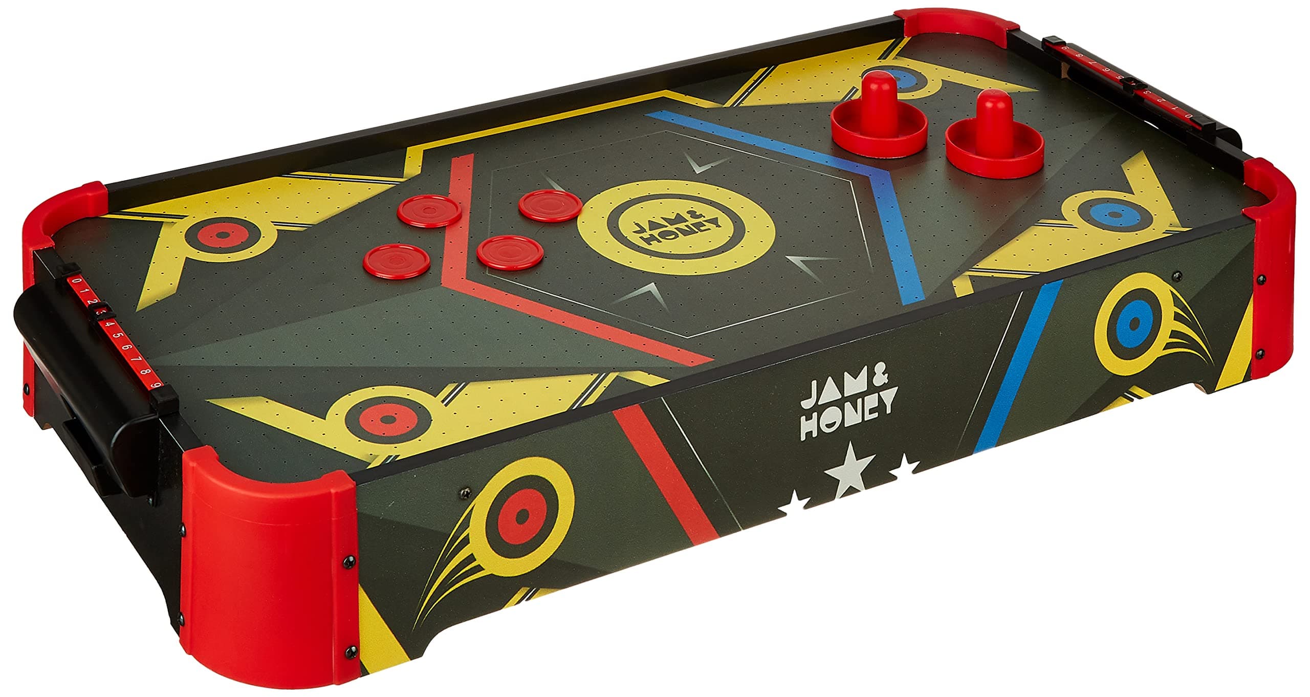 Amazon Brand - Jam & Honey Air Hockey Table Game for Kids 6+ Years, Indoor Arcade Tabletop with Pucks & Pushers, Fast Action Family Fun, BIS Certified Safe