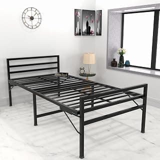 Honey Touch Jasper Folding Bed Single for Sleeping Without Mattress | No Assembly Required | Foldable Bed for Sleeping/Guests/Rented Apartments/Bedroom (3ft x 6ft, Black)