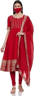 BIBA Women's Cotton Blend Salwar Kurta with Dupatta