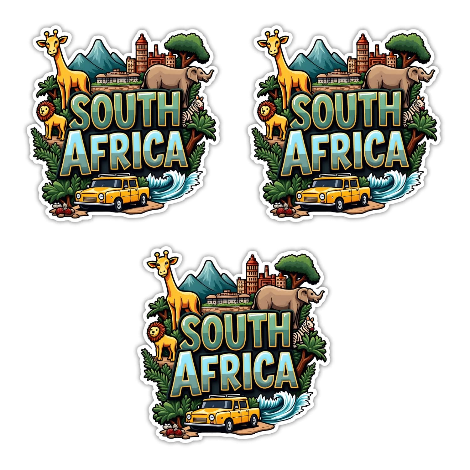 Naxon South Africa Country Theme Souvenir Wooden Fridge Magnet – 3x3 Inch Stylish Refrigerator Magnet for Kitchen & Home Décor | Travel Souvenir Gift | Fridge Decoration Magnet | Pack of 3