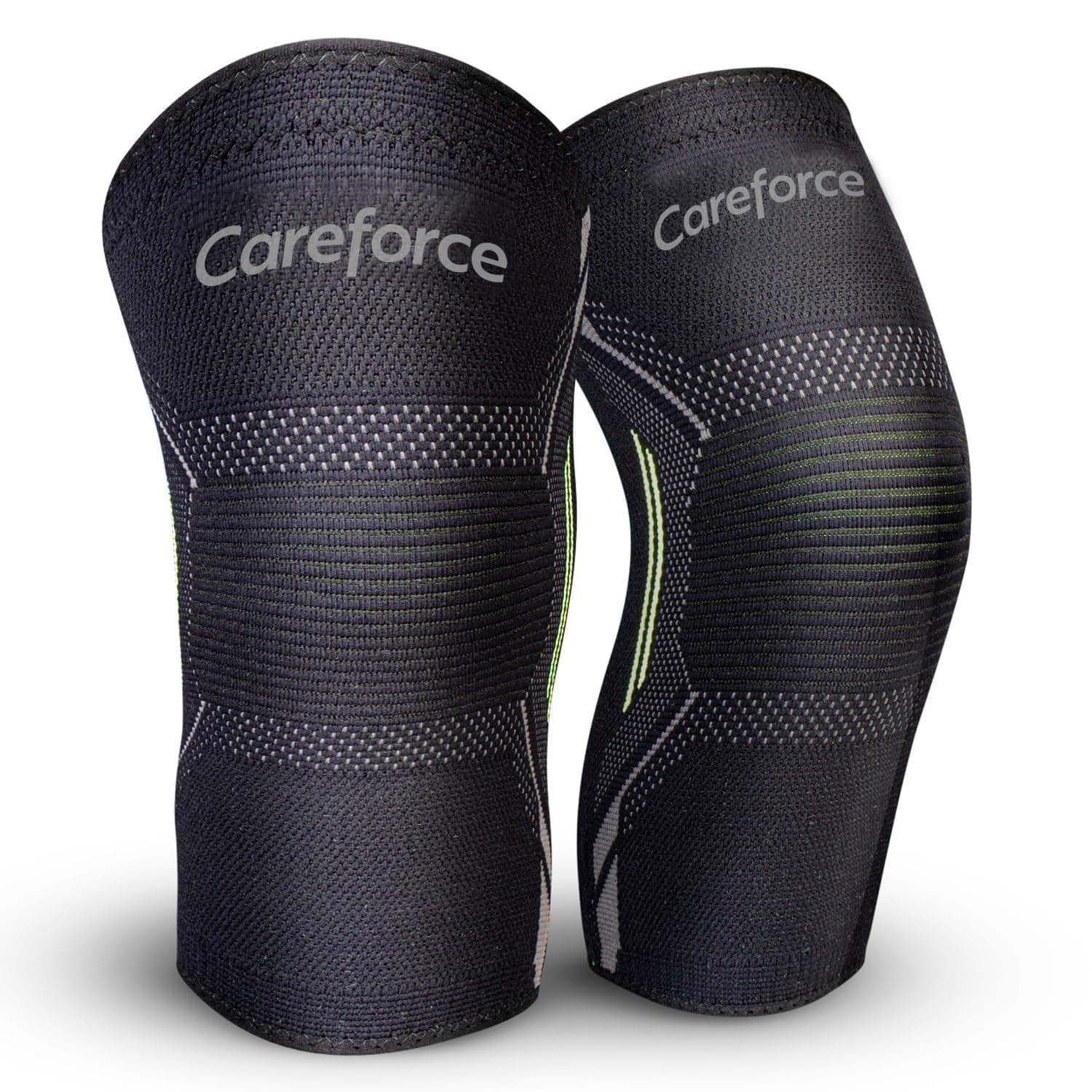Careforce - The Force Behind Your Health Rubber Knee Support For Men & Women For Gym Workout Knee Caps For Women For Pain Relief Knee Cap For Men In Running, Cycling - Blkgrey - L