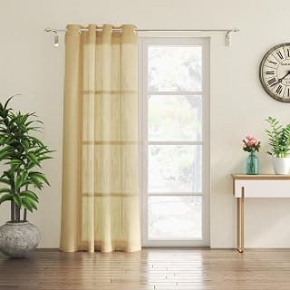 Home Centre Elinor Palm Set of 2 Sheer Door Curtains - 8.8ft (270cm)