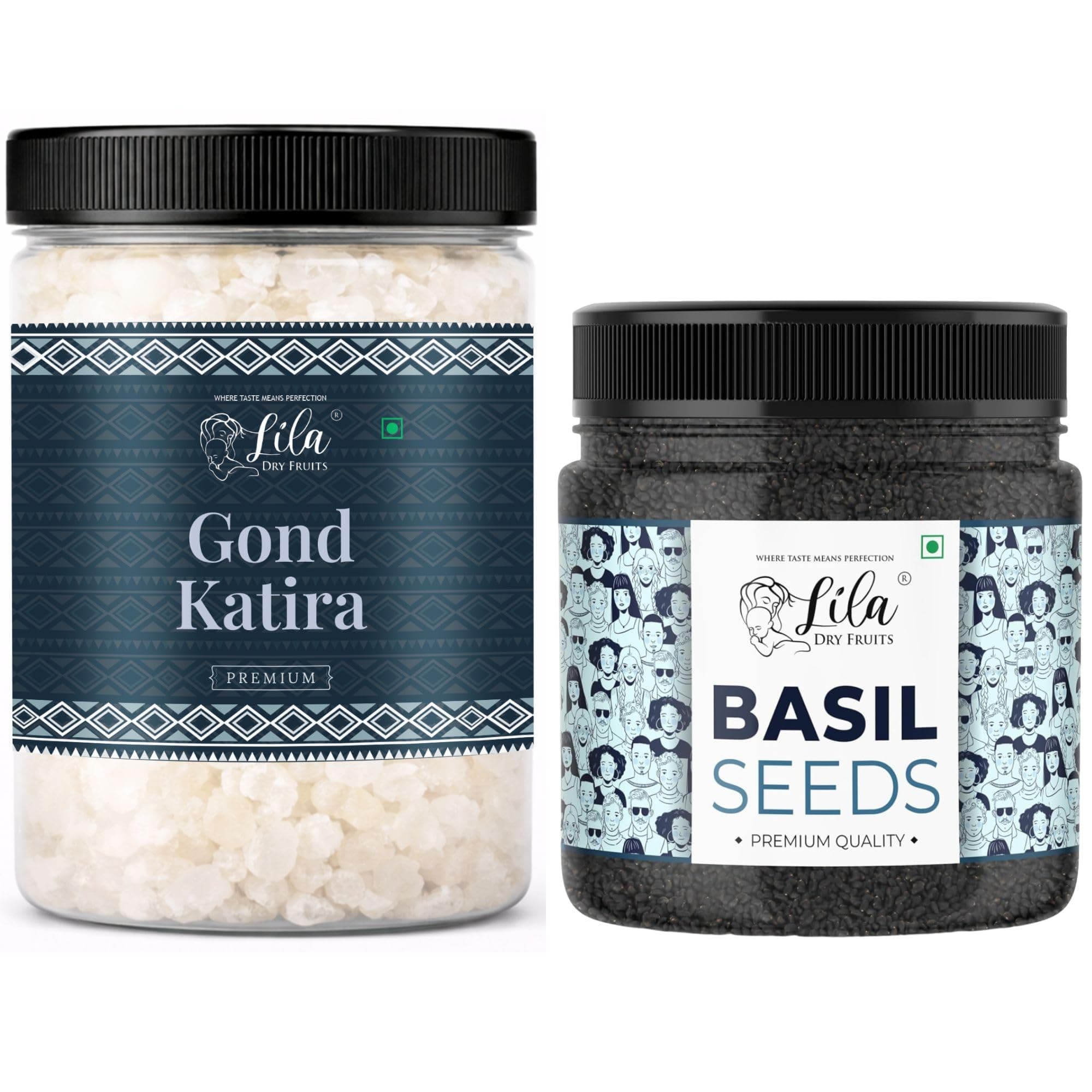 LDF Gond Katira And Basil Seeds Combo 1 Kg (Gond 500G + Basil 500G) | Edible Gum And Sabja Seeds For Traditional Drinks, Desserts & Recipes | Natural Ingredient Pack | Perfect For Gifting