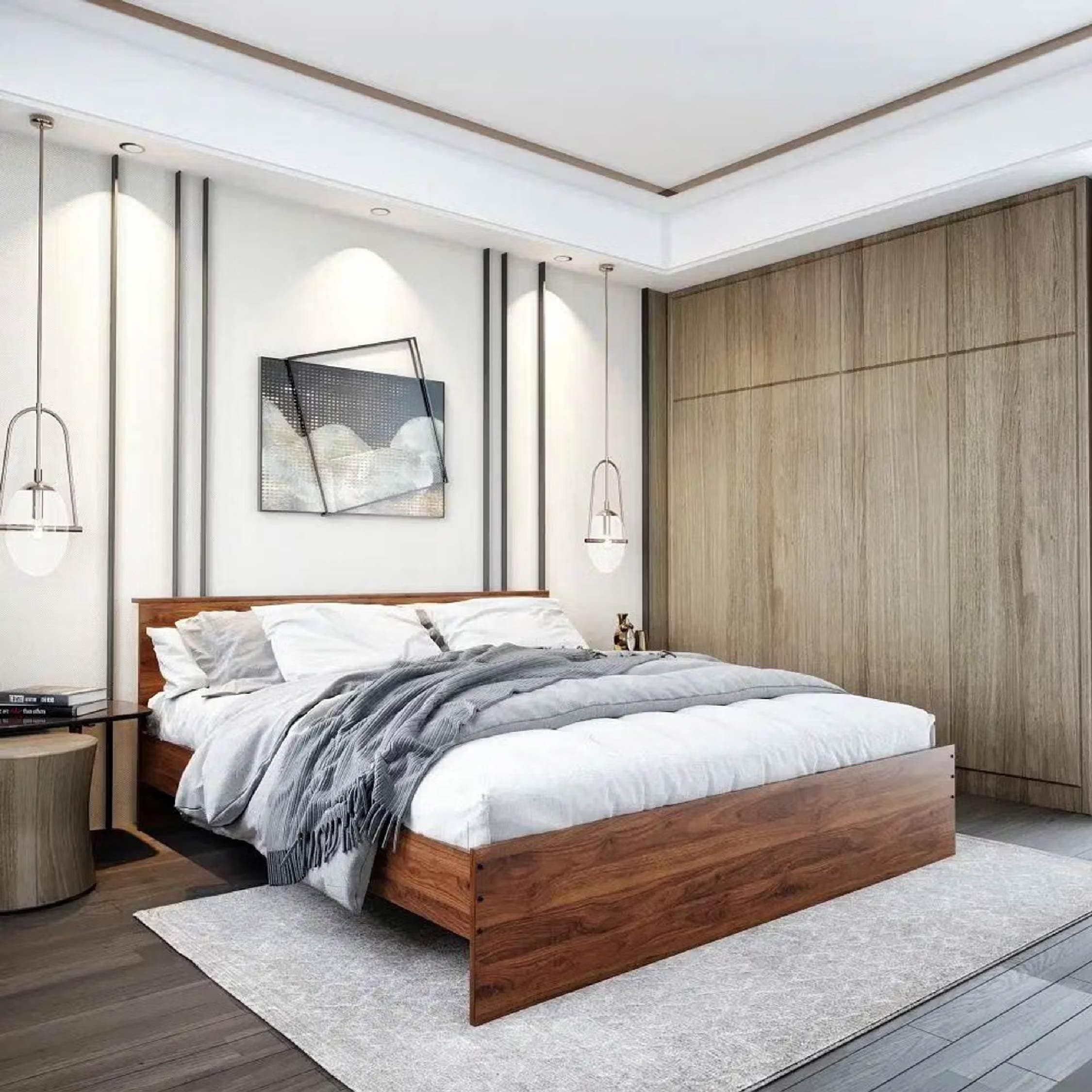 Wakefit Bed | 1 Yr Warranty | King Size Bed, Non-Storage, Sturdy Construction, Density: 680–750 kg/m³, Termite & Borer Resistant, Fits Mattresses Up to 8 Inches (Taurus 78 x 72 - Columbian Walnut)