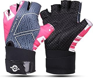 Nivia Crystal 2.0 with Strap Gym Gloves for Men & Women, 4-Way Stretch Lycra with Dotted Puff Padded Palm, Ideal for Crossfit, Strength Training, Cycling & Fitness Workouts (Pink, S)