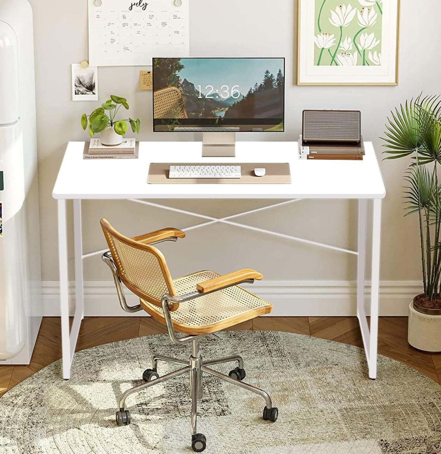 QARA Wood Laminated Study Table, Computer Table for Home,Office Table, Desktop,Laptop Table, Office Desk (Everest White with White Frame)?