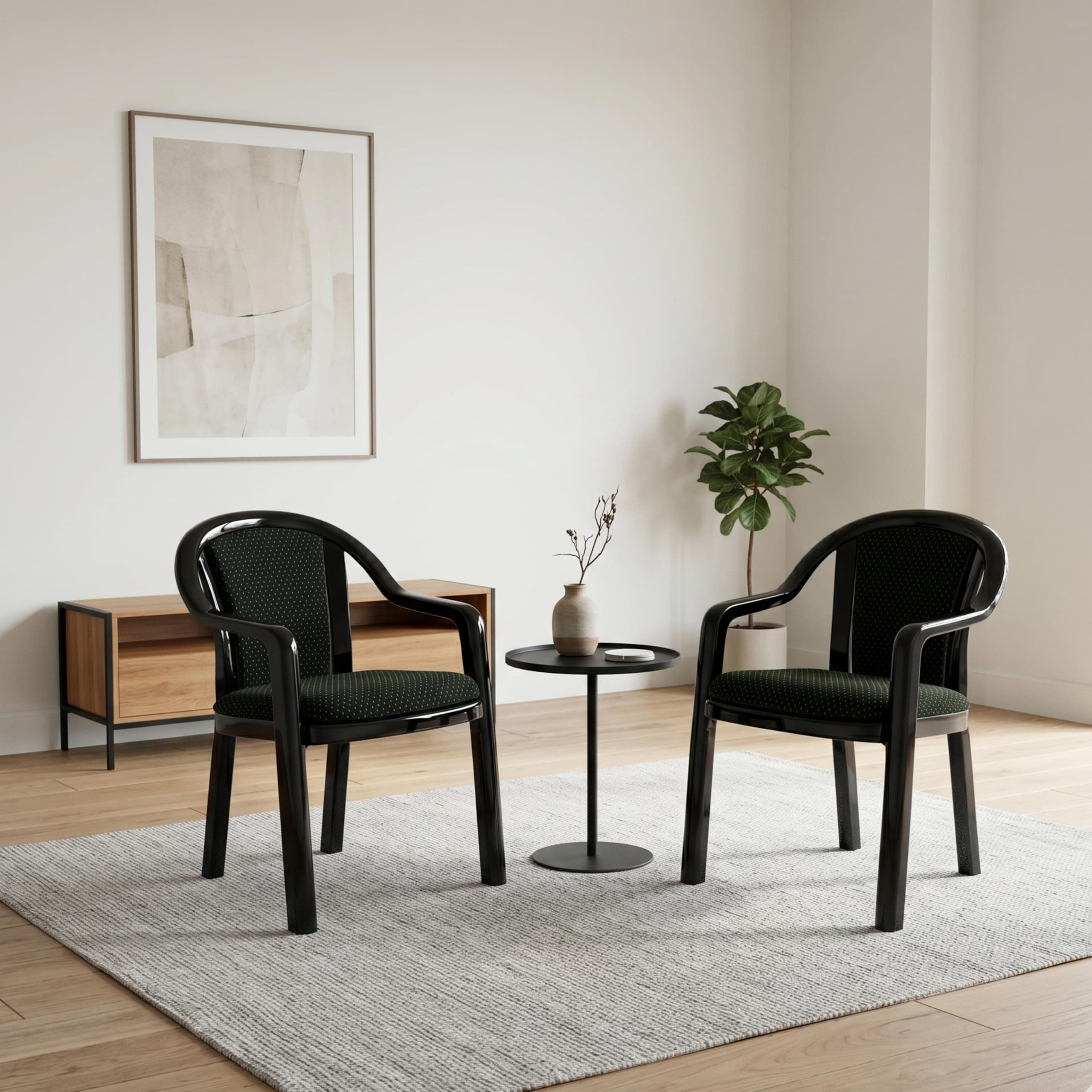Oaknest Supreme Ornate Premium Cushioned Plastic Chair with Armrest | Comfortable Upholstered Seat & Back | Stylish Dining, Living Room, Office Chair (Color : Black/Green, Count : 2 Piece)