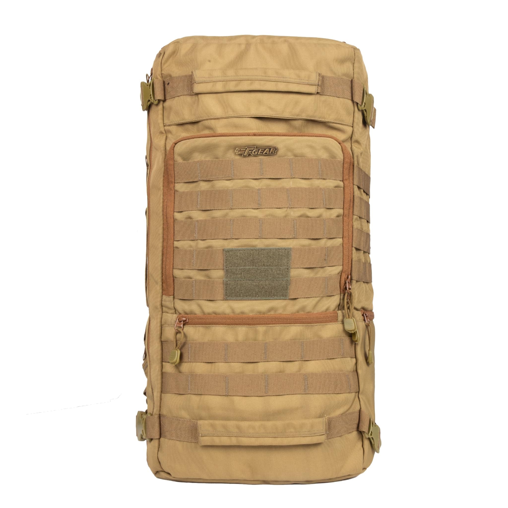 F Gear Garrison 36L, Camping Travel Hiking Range Hunting Survival Army Laptop Tourist Outdoor Trekking Molle Rucksack Backpack|Sternum strap & hip belt|Backpack or Messenger Bag (Khaki)