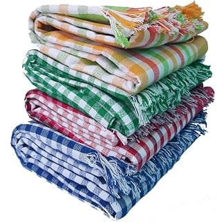 MESH MASTERS Handloom Towels 100% Pure Cotton (Pack of 4) with 1 Year Guarantee XXXL Size 36/72Inch(90/180cm) 3/6feet 800 GSM Heavy Quality(Multi Color) MMN:14