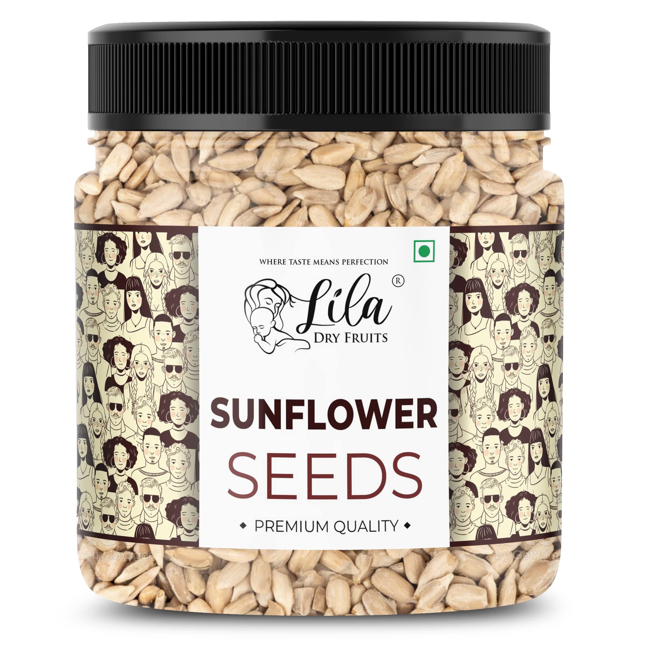 LILA DRY FRUITS Premium Raw Sunflower Seeds 1000gms Jar Pack (500g x 2) | Dry Oil- free Sunflower Seeds for Eating | Healthy Diet Snacks | High in Fibre & Protein Rich in Antioxidant | Surajmukhi Beej