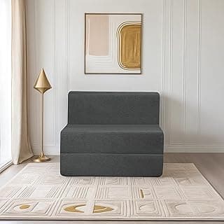 Amazon Brand - Solimo 1 Seater 3 * 6 Jute Fabric Washable Cover Sofa Cum Bed 1 Seater Double Foam Fold Out Sofa Cum Bed (Finish Color - Grey Delivery Condition - Pre-Assembled)