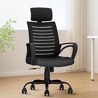 Irvine High Back Mesh Chair | Ergonomic Office, Study, Revolving, Computer Chair for Work from Home with 3 Years Limited Warranty, Heavy Duty Metal Base, Seat Height Adjustable (Black)
