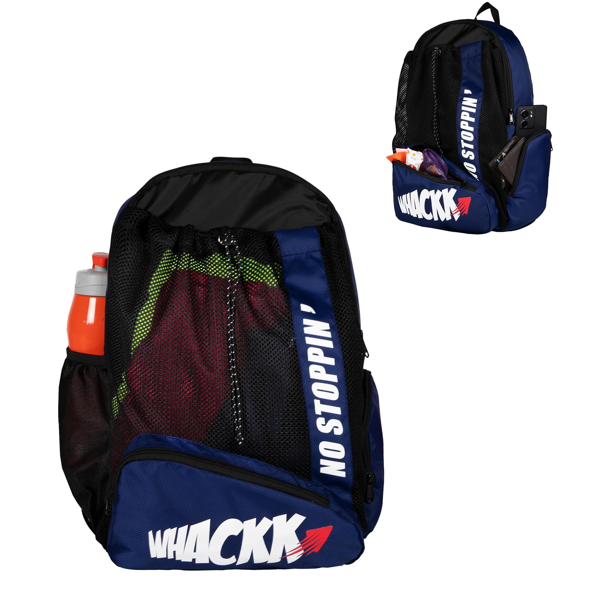WHACKK Dolphin Swimming Bag Navy Black | Swim Backpack with Waterproof Wet Compartment & Mesh Pocket | Unisex Pool, Beach & Gym Bag for Kids & Adults