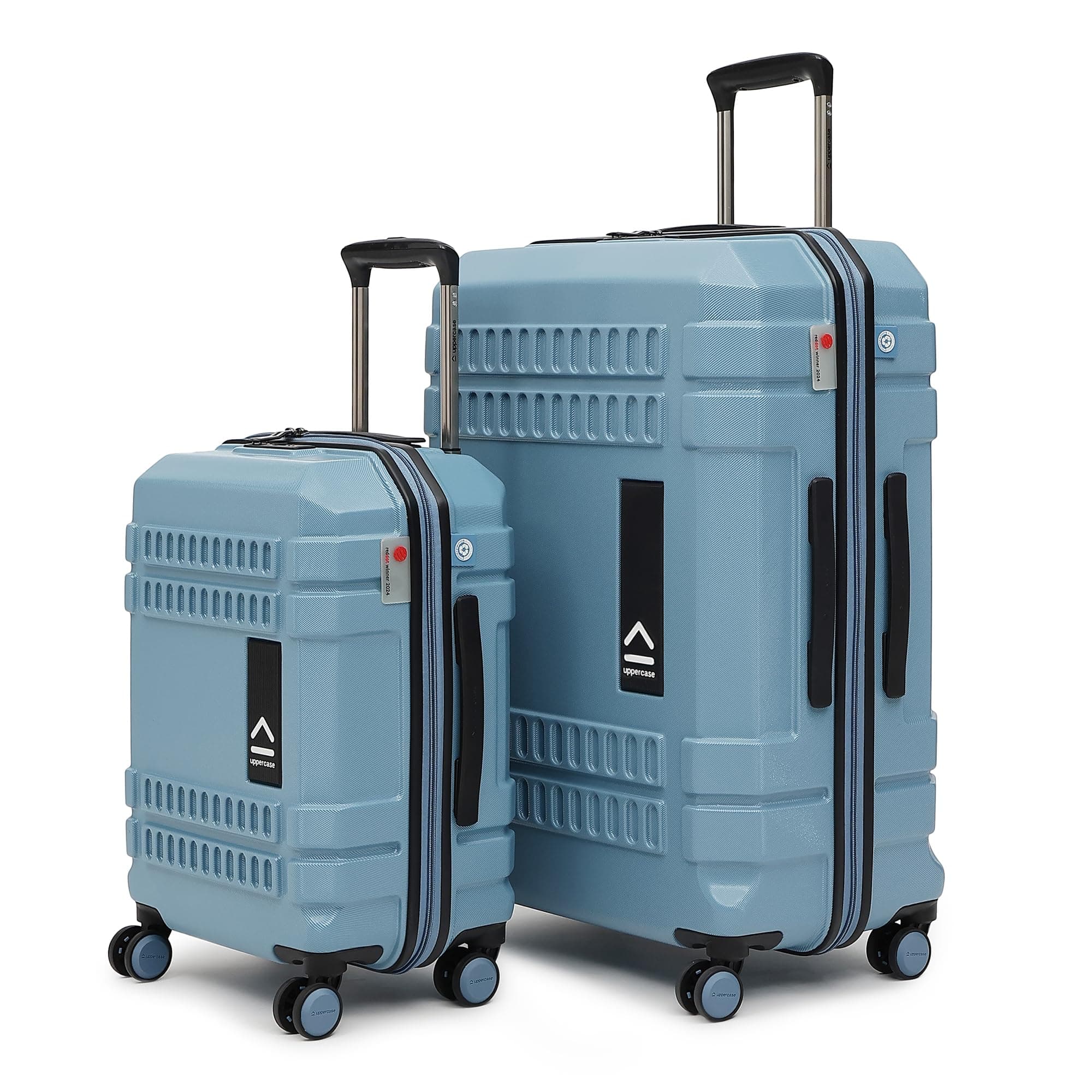 uppercase Bullet Set of 2 (Small+Large) Spinner, Check-in Trolley Bag, Hardsided Anti-Scratch 8 Wheel Luggage, TSA Lock & Anti-Theft Zippers, Suitcase for Unisex, 2000 Days Warranty (Blue), 66 cm