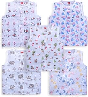 LuvLap Baby Boys & Girls Regular Fit 100% Cotton Sleeveless Jhabla pack of 5
