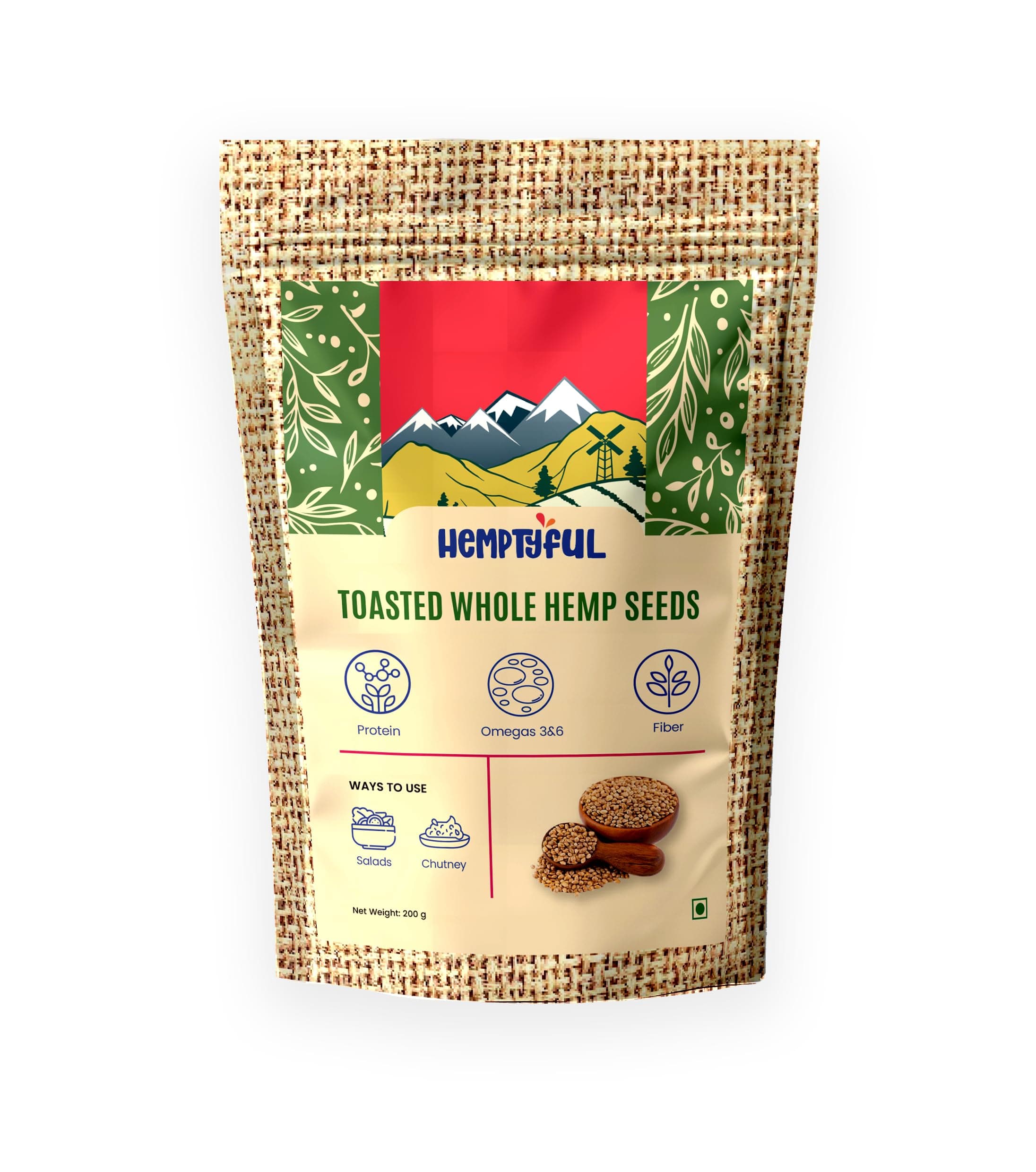 Toasted Whole Hemp Seeds (200g) | Rich in Protein, Omega-3 and Dietary Fibre