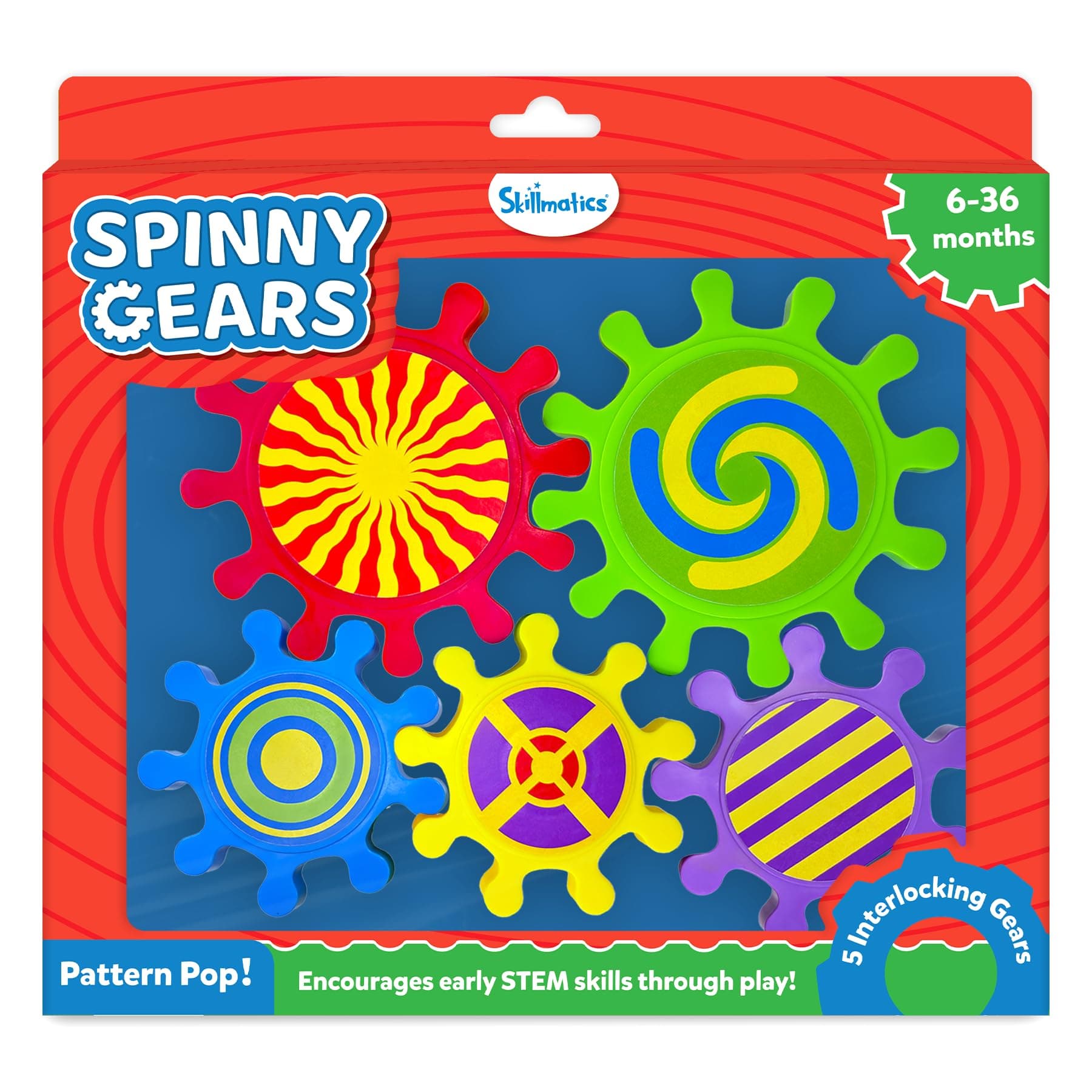 Skillmatics Spinny Gears for Babies - Fun Interlocking Suction Gears for Babies - Sensory & Fine Motor Activity Toy for Window, Table & Bath, Travel Toy for Toddlers 6–36 Months (Set of 5)
