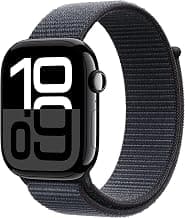 Apple Watch Series 10 [GPS + Cellular 46 mm] Smartwatch with Jet Black Aluminium Case with Ink Sport Loop. Fitness Tracker, ECG App, Always-On Retina Display, Carbon Neutral