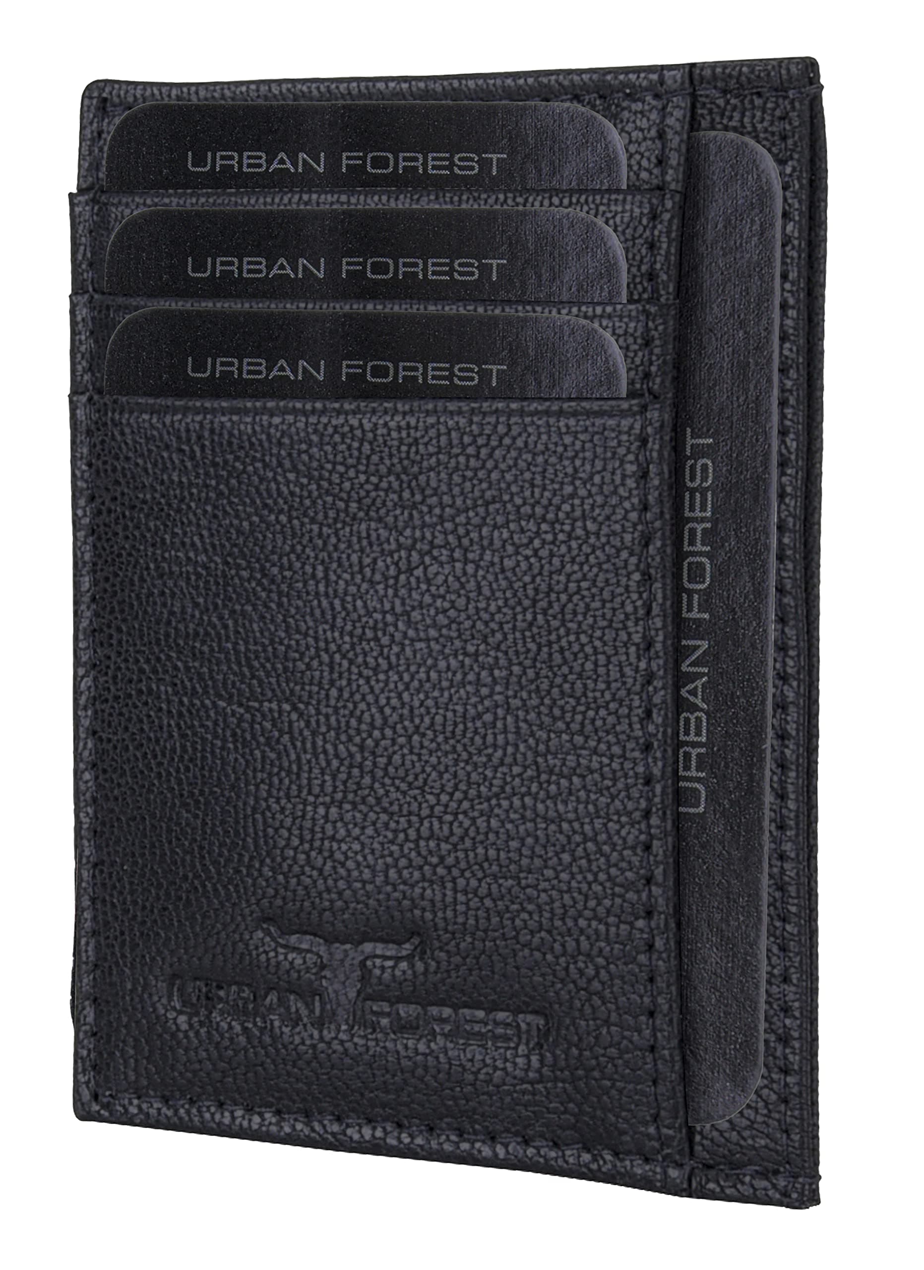 URBAN FOREST Chris Black Leather Card Holder for Men