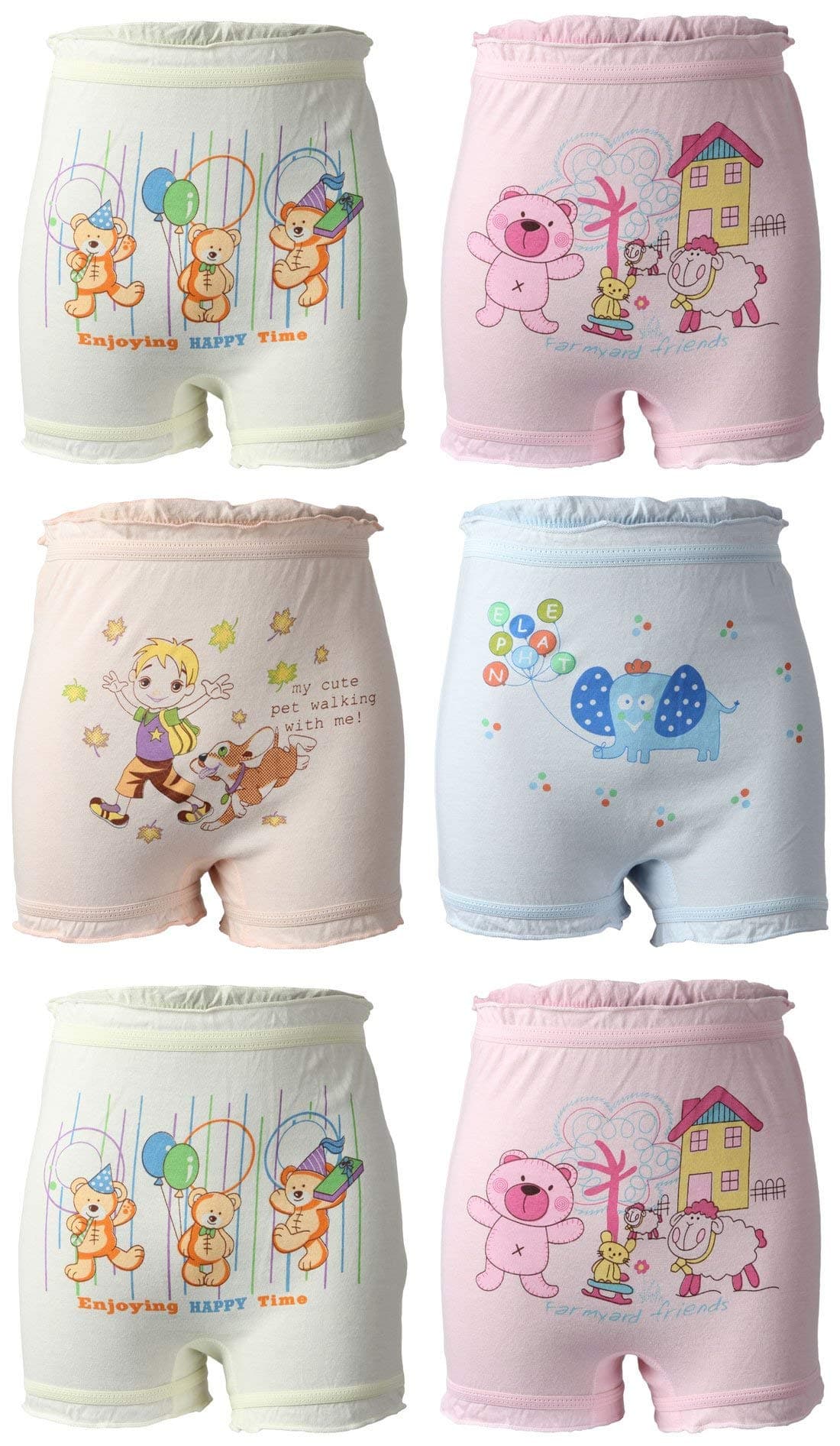 BODYCARE Kids Cartoon Printed Unisex Bloomer Underwear 100% Cotton Soft Comfortable | Skin Friendly | Innerwear | Pack of 6… (Color & Print May Vary)