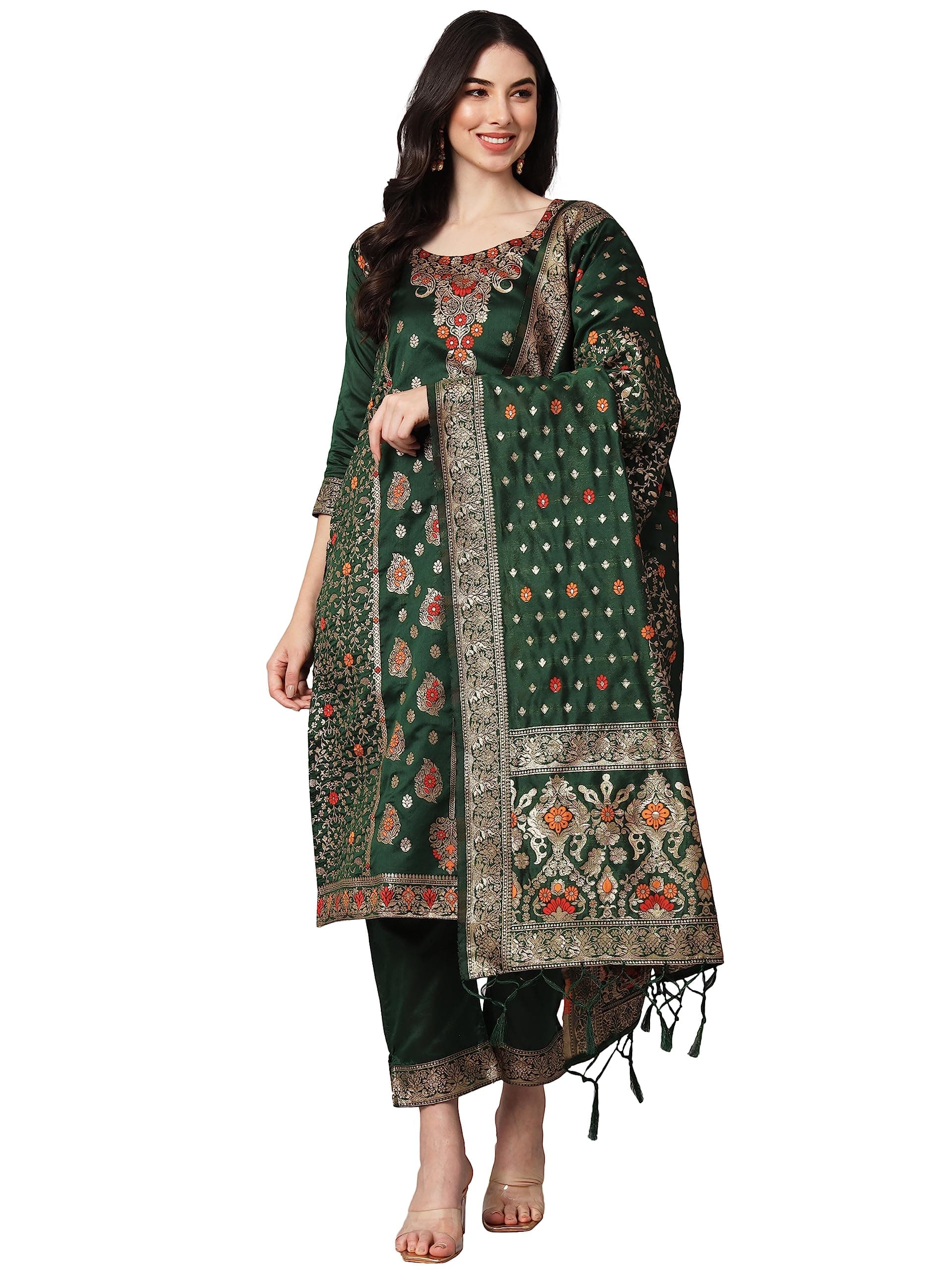 VredeVogel Women'S Cotton Silk Jacquard Kurta Set