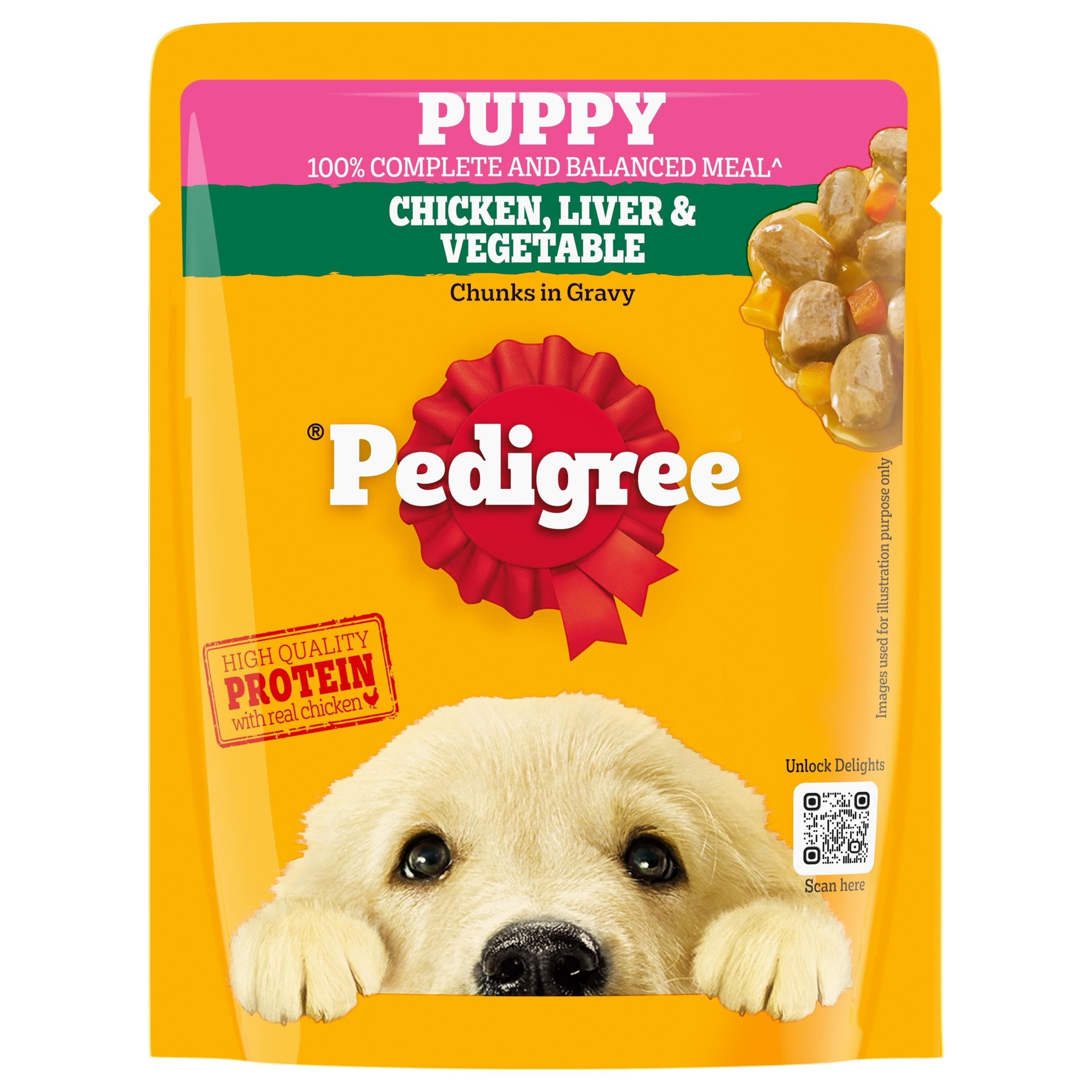 Pedigree Puppy Wet Dog Food, Chicken, Liver & Vegetable Chunks in Gravy, 70 g, Complete & Balanced Nutrition for Puppies